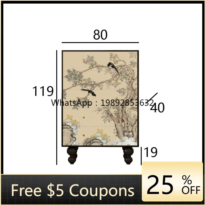 

ZZ Chinese Style Chest of Drawers Bedroom Tailstock Storage Cabinet Living Room Sofa Curio Cabinet