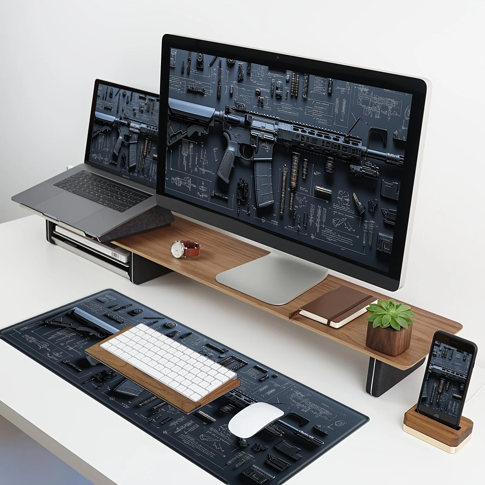 Gun Large Washable Mouse Pad Rubber Non-Slip Desk Gadgets Pc Setup Accessories Office Mouse Mat Setup Extended Pad Mousepad