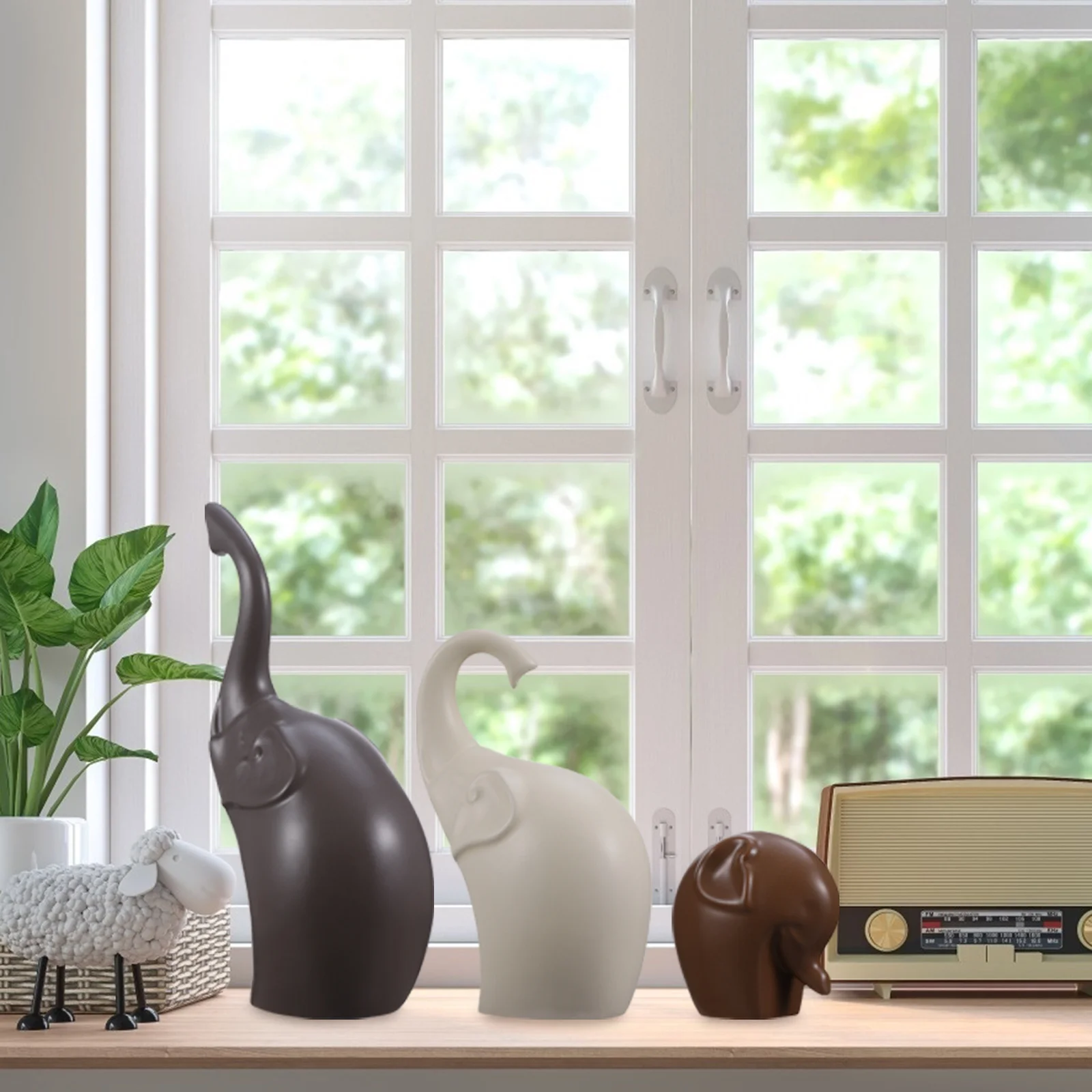 

3Pcs Ceramic Elephant Adornment Decorative Creative Indoor Outdoor Garden Desktop Accessory Ceramic Elephant