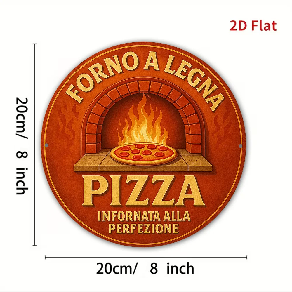 2D Flat, 1pc Italian-Themed Vintage Wood-Fired Oven Pizza Sign - Wall Decor Suitable for Pizzerias, Restaurants, Kitchens, Bars,