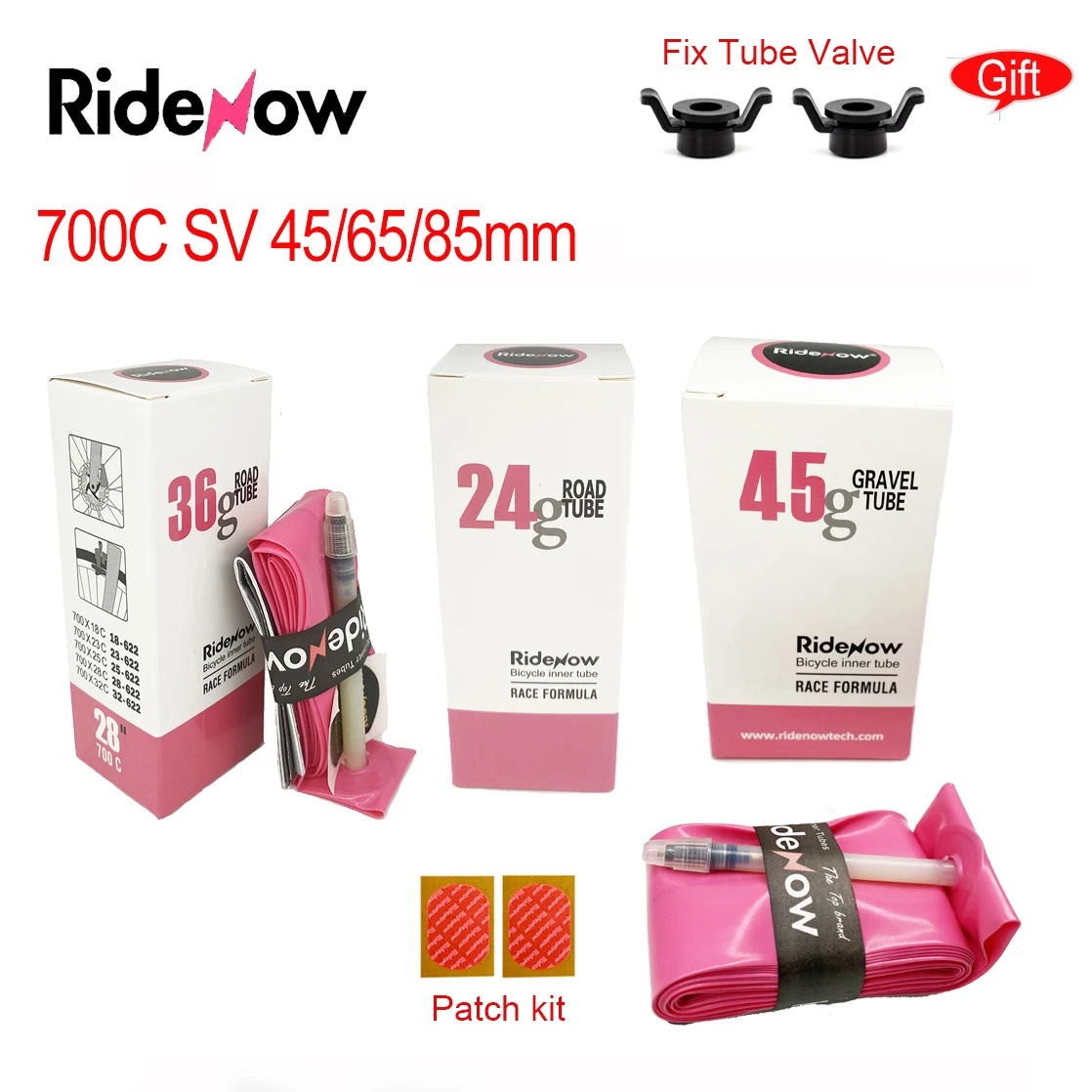 RideNow-Tubo interno TPU para bicicleta de estrada, Tubo interno de bicicleta ultraleve, Válvula francesa, cascalho, MTB, 700x 18C, 25C, 28C, 32C,