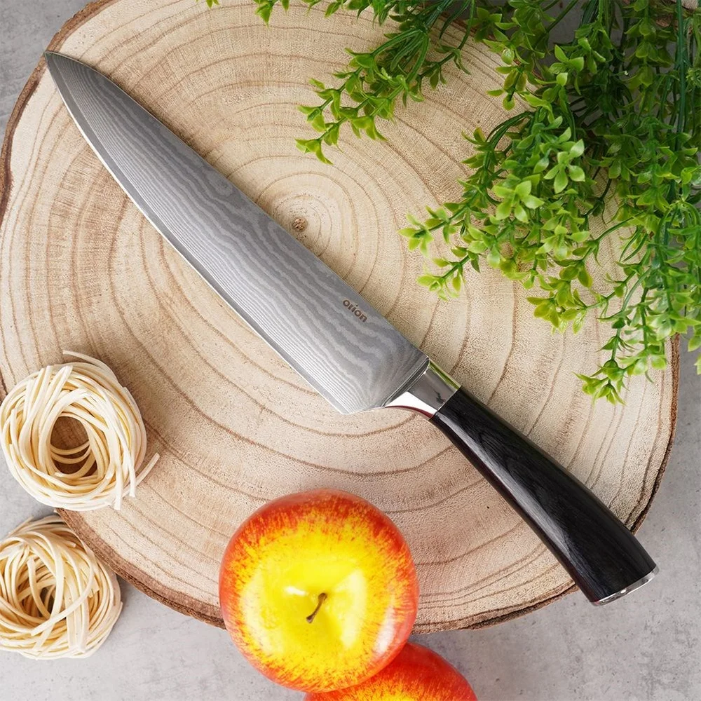 Fotografia 3: Faca de chef de aço de cozinha DAMASCUS 33,5 cm para corte de alimentos