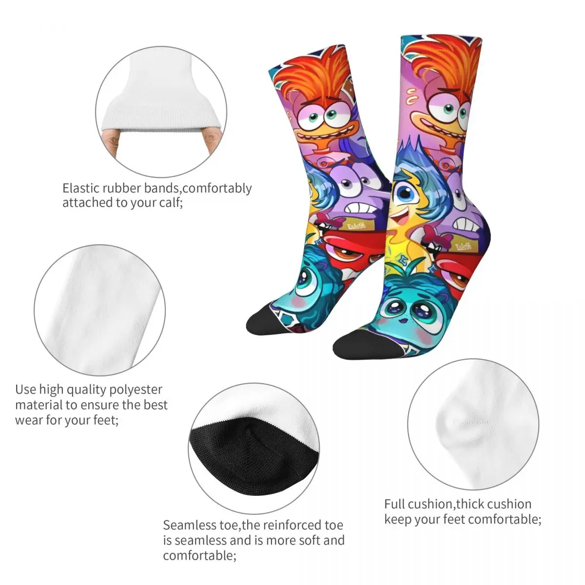 Inside Out Emotions Group Sock Fashion Men's Socks Casual Cartoon Anime Graphic Women Socks Spring Summer Autumn Winter