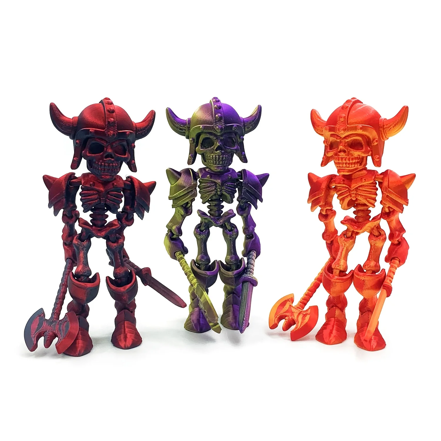 3D Printed Skeleton Warrior Home Desktop Decoration Halloween Christmas Creative Gift Skeleton Man Decorative Statues