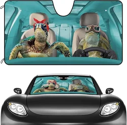 CafeTime Car Front Windshield Sunshade Turtle Couple Decor Vehicle Sun Shade Visor UV Ray Reflector Sun Protector, Keep Vehicle