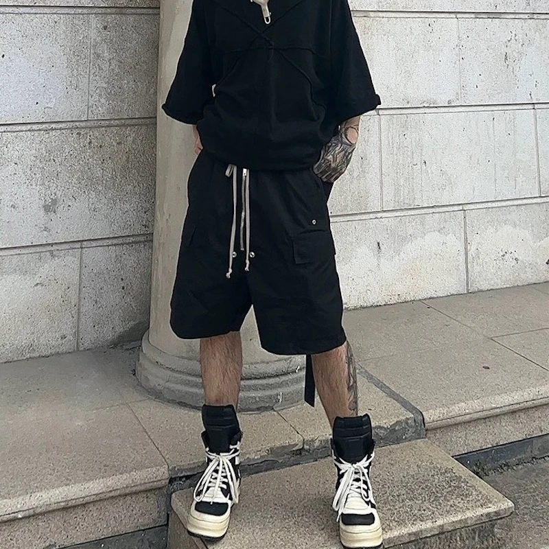 

Mijko American High Street k Sle Men's Faion Cargo orts Loose Straight Leg Multi-ket Dstring Casual Trousers