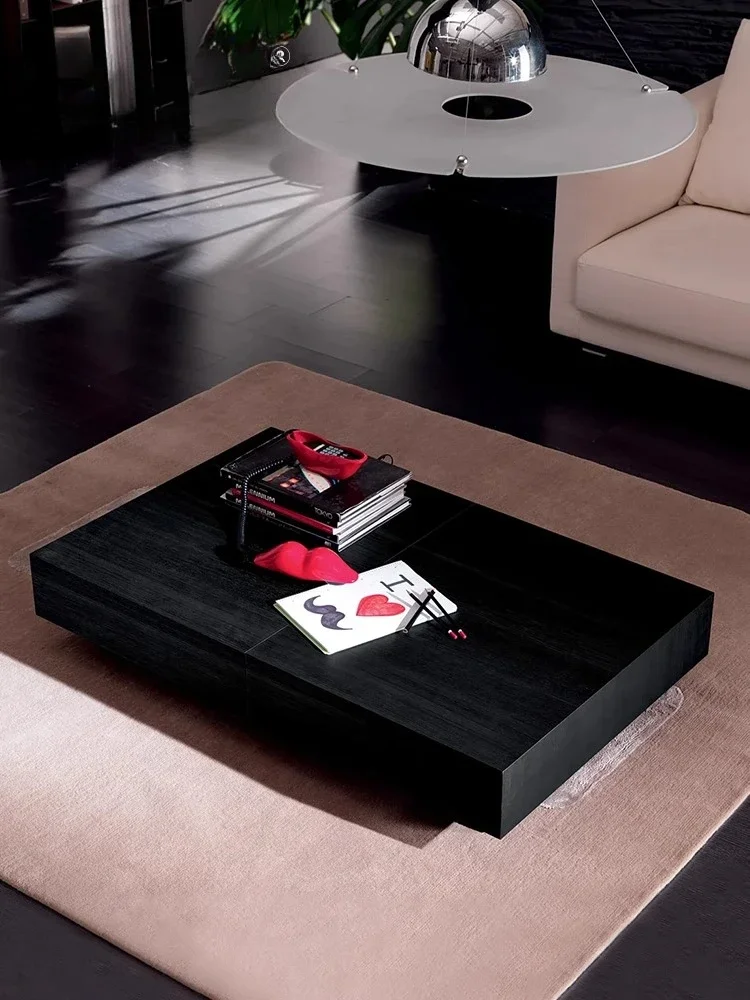 Retro style lifting coffee table, dining table two-in-one retractable small apartment rectangular eating table