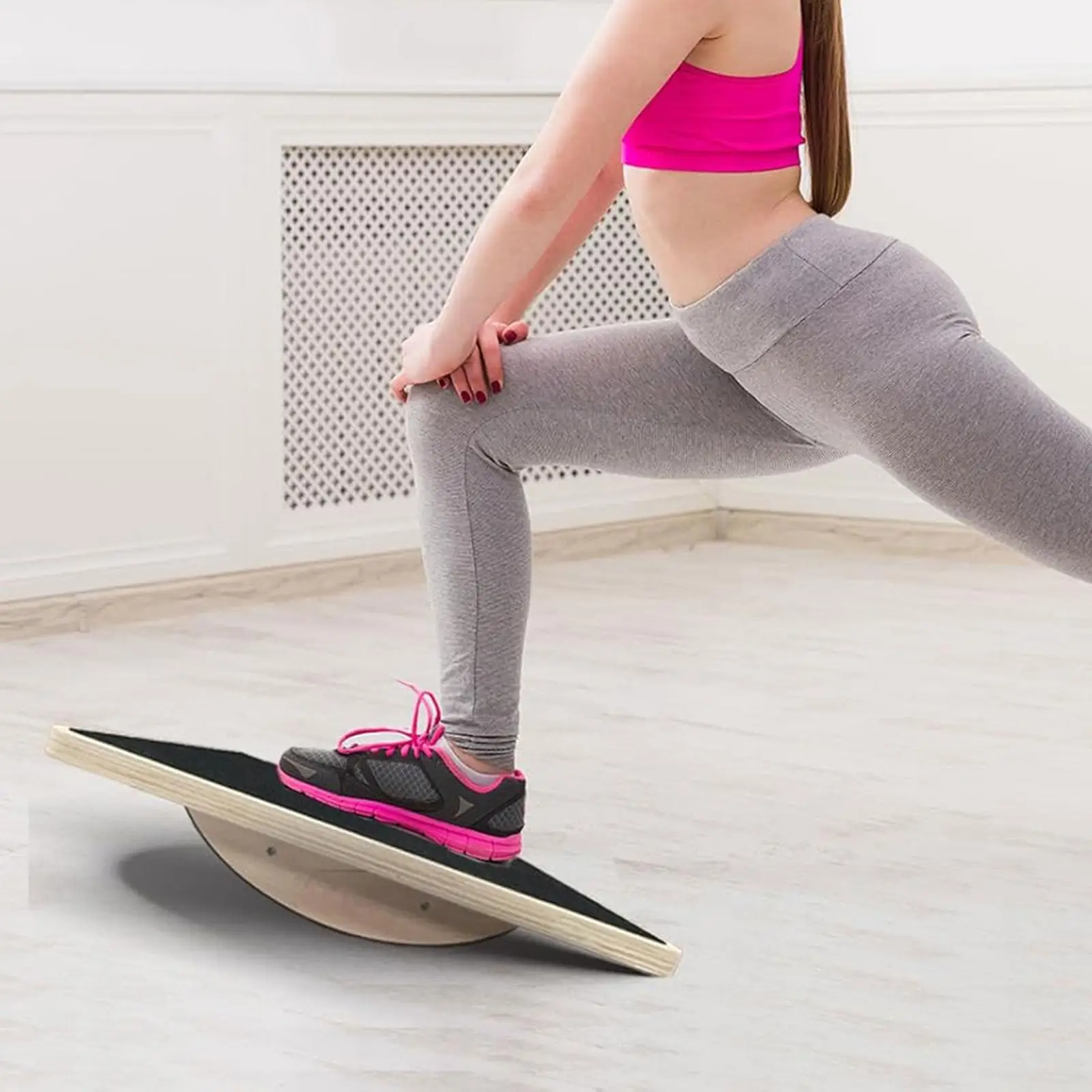 Wooden Balancer Board Large Balance Exercise Tool for Core Stability Training Indoor Outdoor Fitness