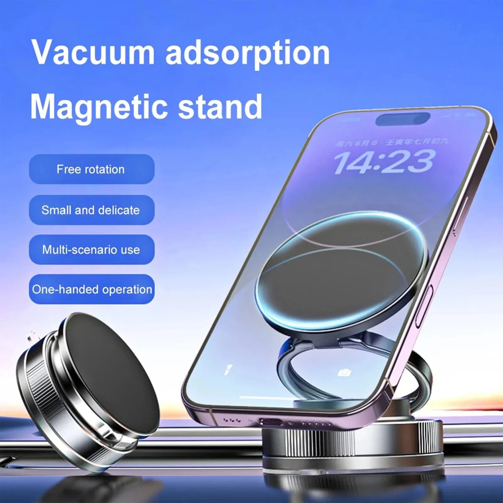 

New 360° Rotation Magnetic Phone Holder Car Mount Electric Vacuum Magnetic Foldable Strong Suction Stand For Live Streaming