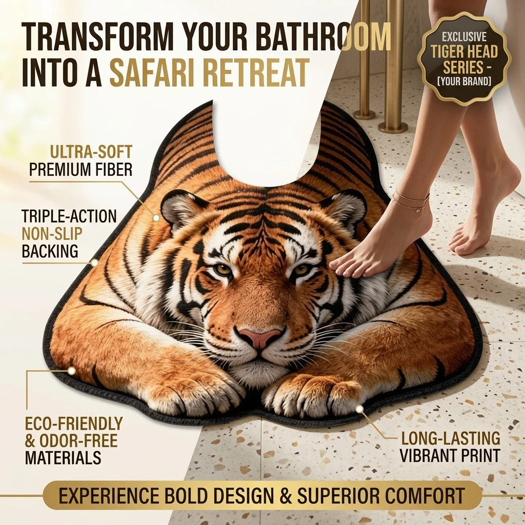 50x80cm Irregular Animal Bathroom Floor Mat U-Shaped Toilet Seat Mat Diatomaceous Earth Absorbent Splash Proof Mat