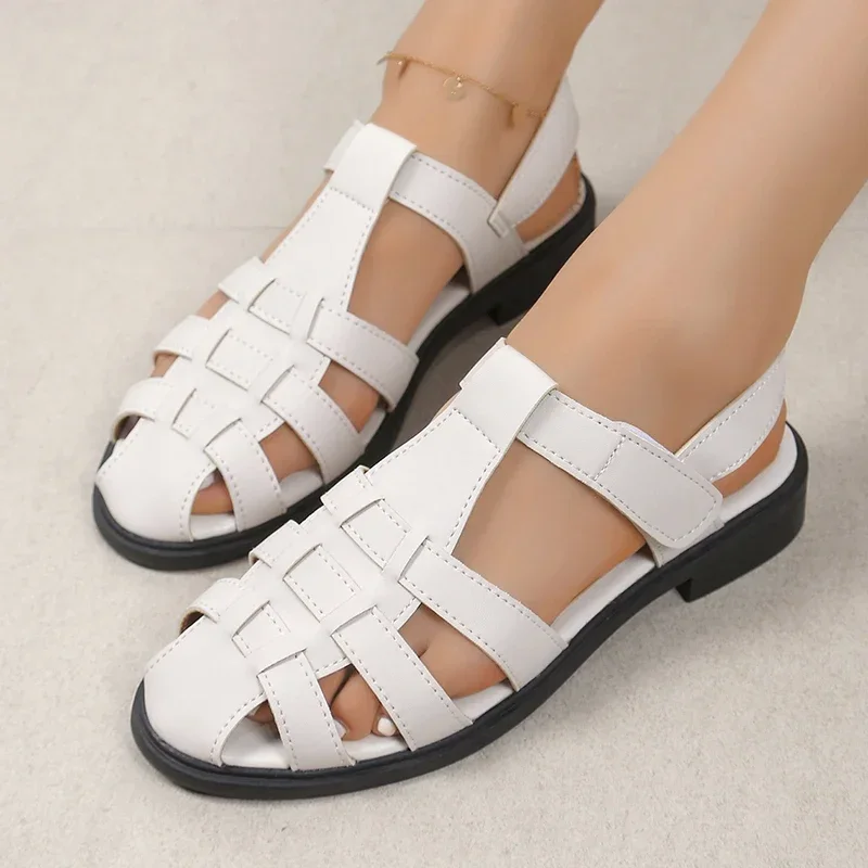

Sandals for Women Fashion Closed Toe Rome Sandals Women Shoes 2025 Ankle Buckle Low Heel Beach Sandals Non Slip Summer Sandles