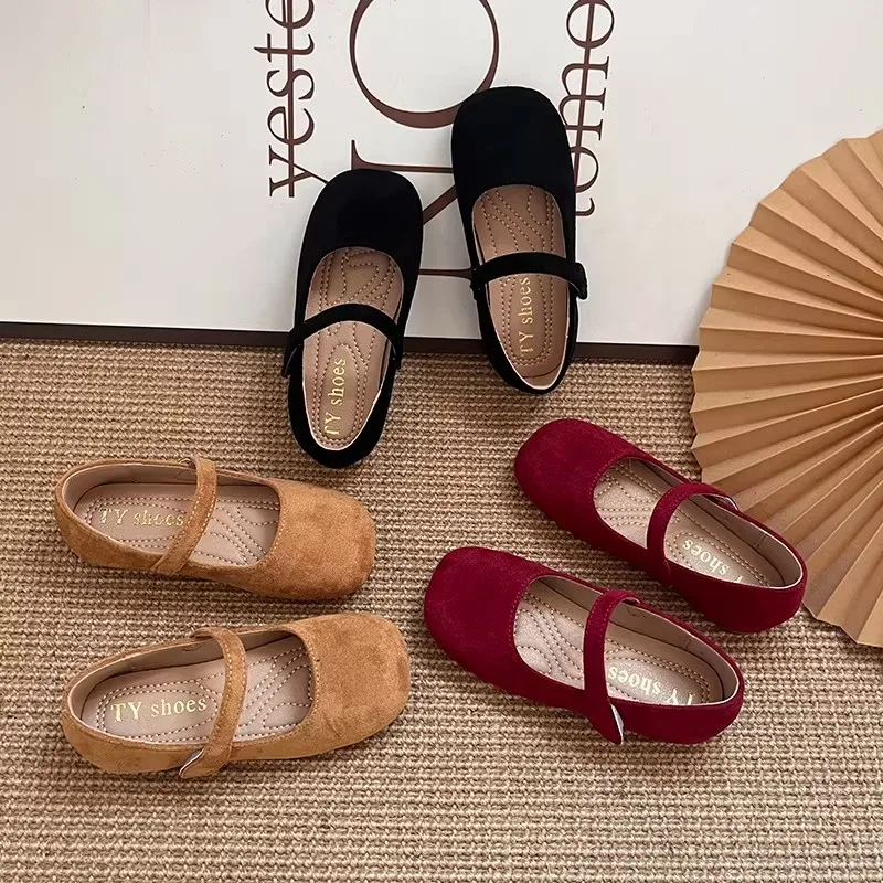 

Spring Girl's Casual Shoes Round Toe Hook-loop Shallow Chic Kid's Flat Shoe Solid Colors Anti-slip Daily All-match Children Shoe