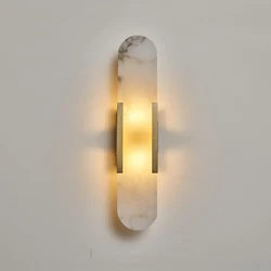 Natural Marble Wall Lamp Living Room Bedroom Bedside Decoration Wall Light Golden Hotel Aisle Staircase Sconce G4 Socket