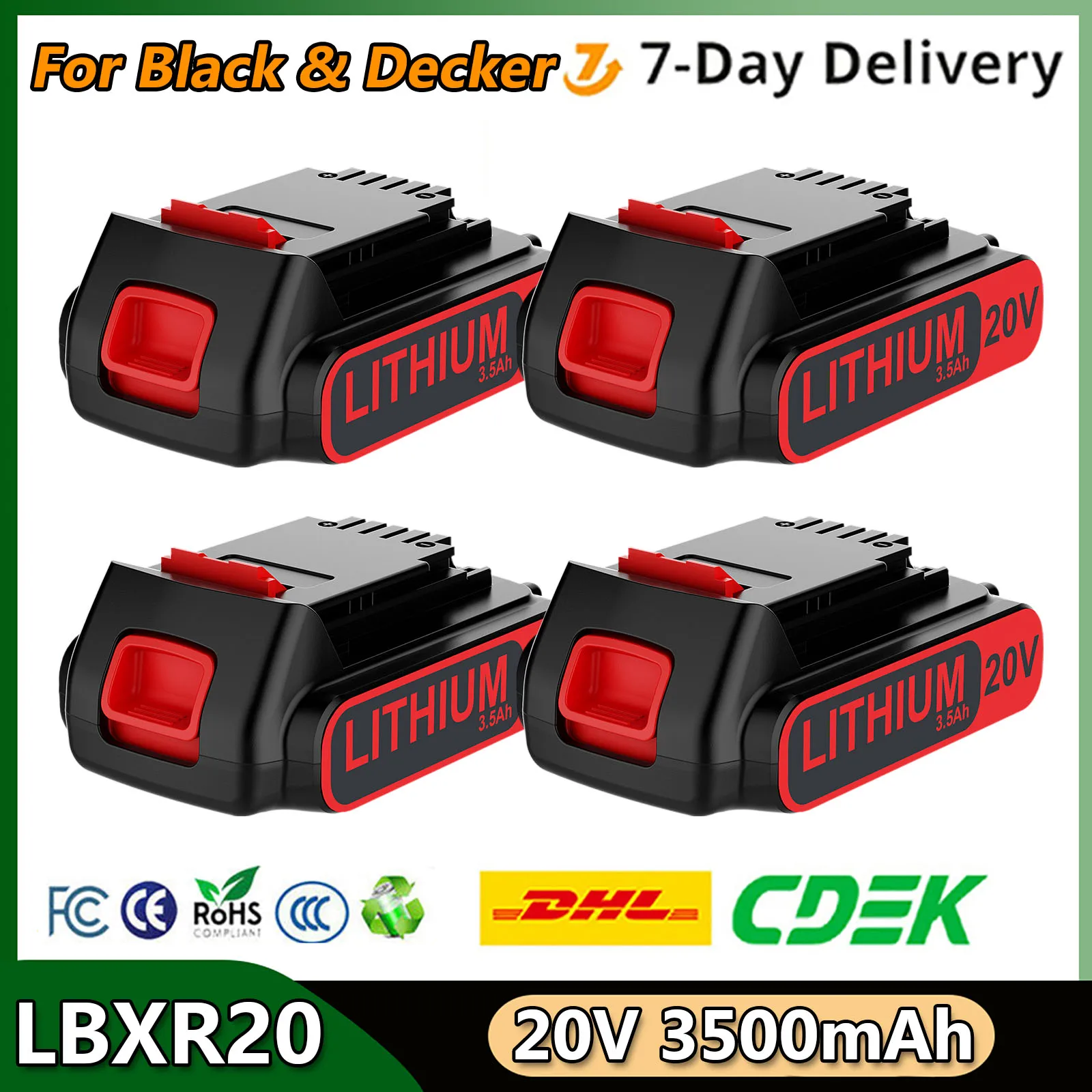 

Аккумулятор 3500 мАч для Black & Decker LBXR20, сменная батарея 20 в, литиевая батарея LB20, LBX20, LB2X4020-OPE LST220, литий-ионный аккумулятор для электроинструмента