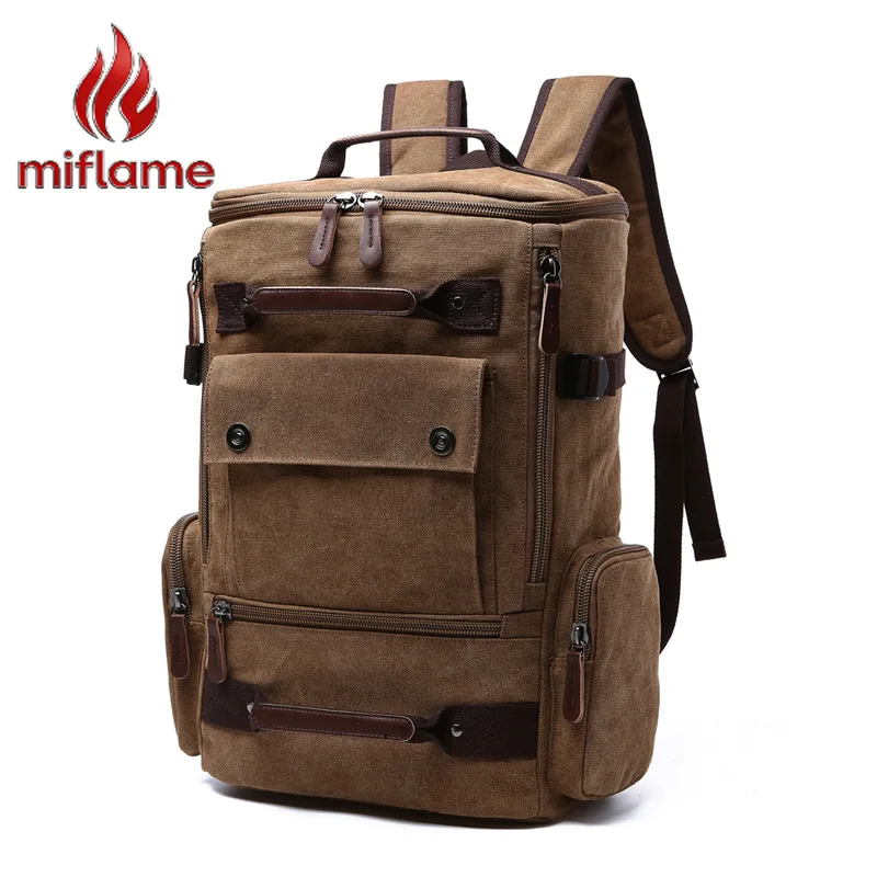 Men's Canvas Backpack Large Capacity Laptop Backpack Multi-functional Travel Bag Casual Daypack Korean Style Trendy