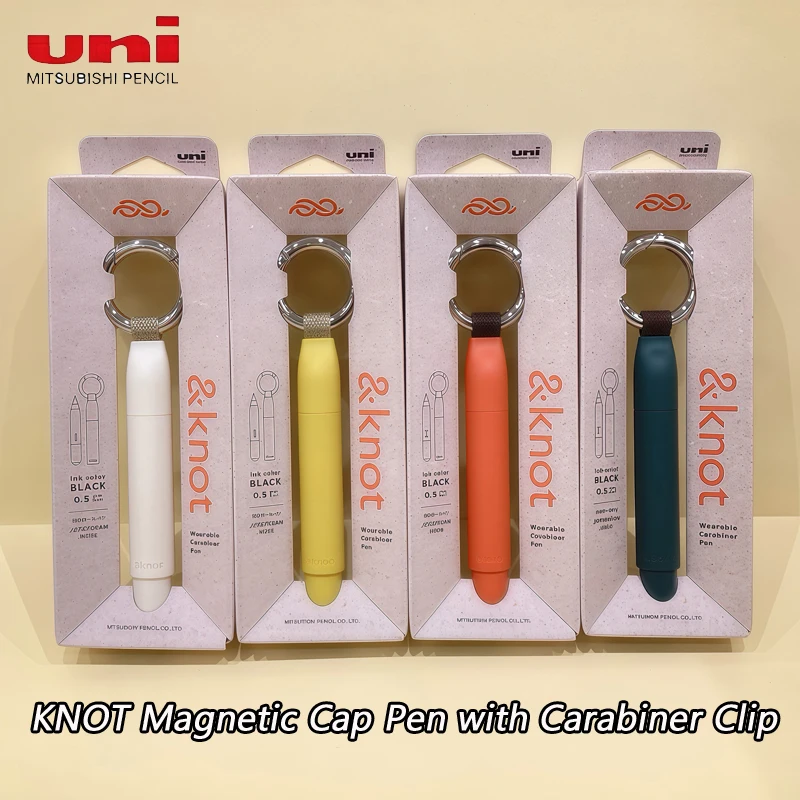 Image of Japan uni KNOT Series Gel-Tintenstift, 0,5 mm Kugelschreiber, mehrfarbig, kompaktes Design, Karabinerhaken, Allwetter-Outdoor-Schreibwerkzeug