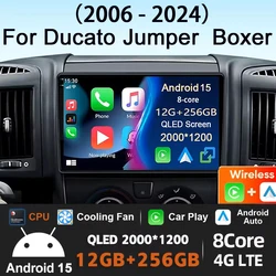 Android 15 Car Radio For Fiat Ducato 2005 - 2023 Citroen Jumper Peugeot Boxer Wireless Carplay Android Auto Multimedia Player BT