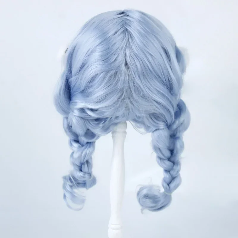 38CM Head Doll Wigs Blue Pigtails Plaits Braid High Temperature Fiber Synthetic Wigs For Plush Doll Cotton Doll Accessories Hair