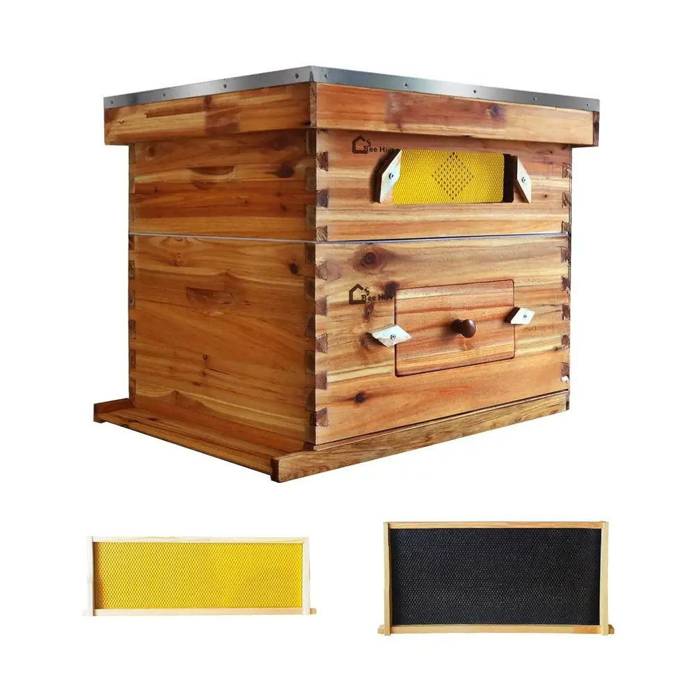 

Complete 10-Frame Wax-Coated Langstroth Beehive Kit with Deep Box, Hive Super, and Acrylic Window