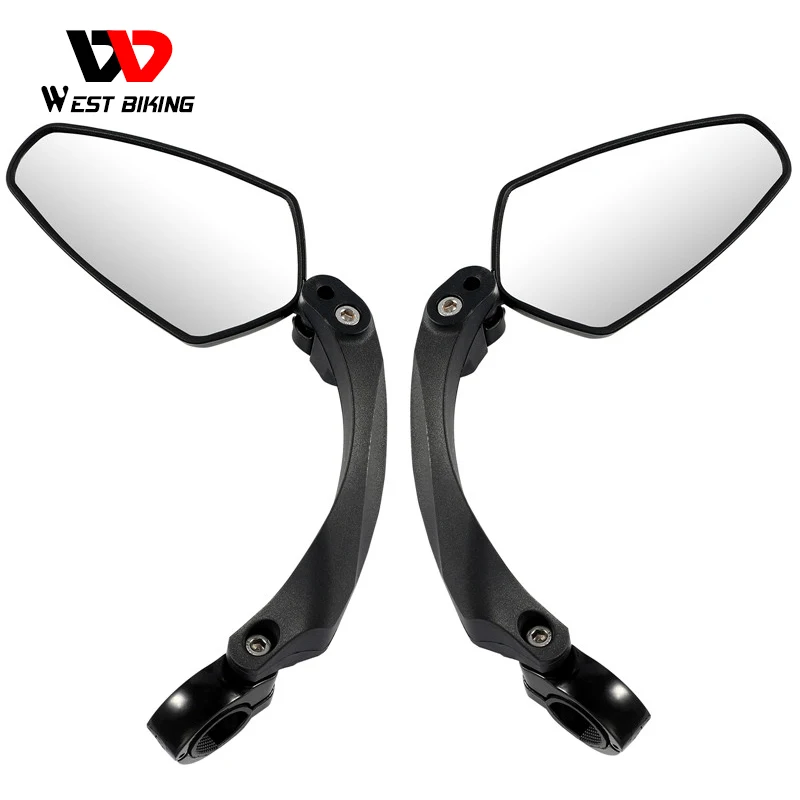 WEST BIKING Bicycle Rearview Mirror 360 Degree Adjustable Bike Handlebar Rear View Mirror Cycling Accessories Bike Mirrors