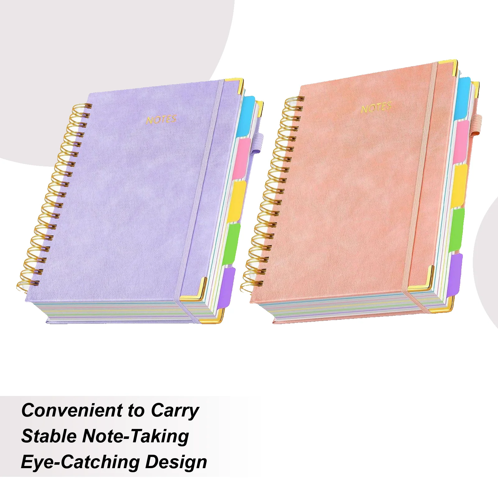 B5 spiral notebook, detachable partition label, 180 degree flat opening, 300 pages/150 sheets, portable and suitable for student