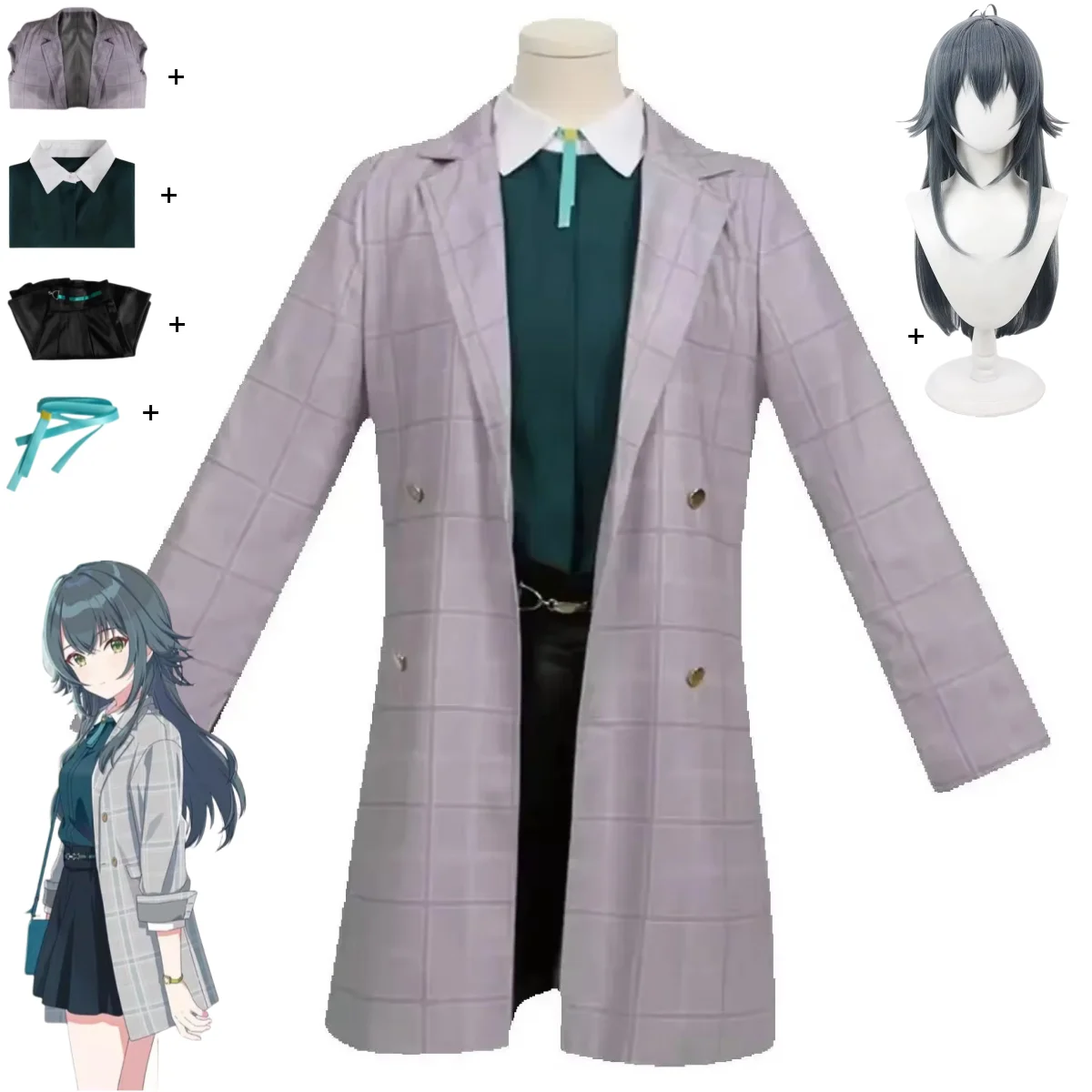 Аниме игра Gakuen The Idolm@Ster Temari Tsukimura косплей костюм корейский стиль школьная форма пальто юбка парик женский сексуальный костюм