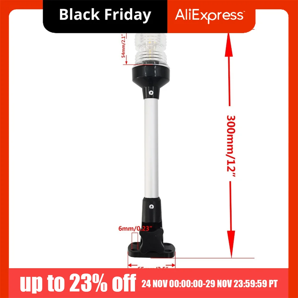 

Aluminum Alloy Rod LED Anchor Light 12-24V DC Easy Installation Marine Navigation Light Fold Down Design White Light