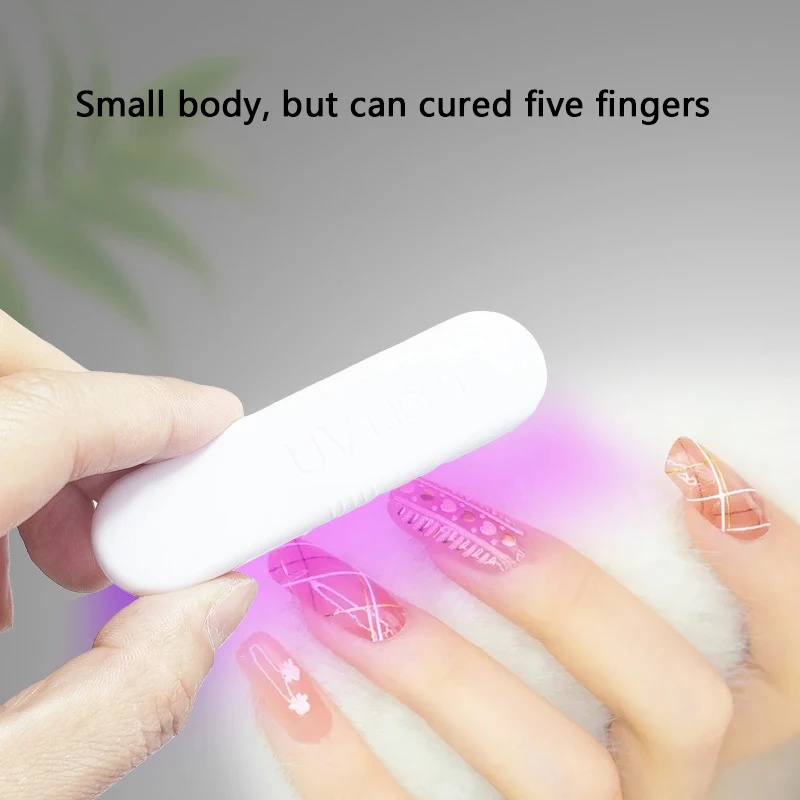 White 5 Lamp Beads Mini Nail Dryer Machine Lamp with Long Data Cable UV LED Lamp Manicure Portable USB Nail Gel Curing Machine