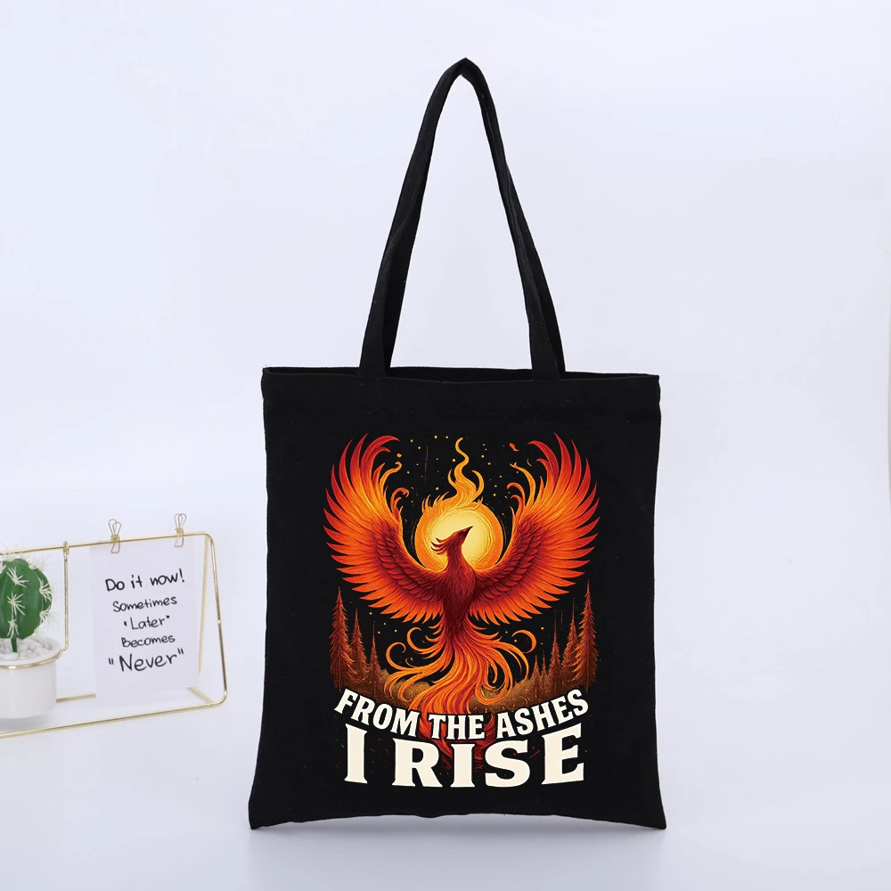 Fantasy Creature Print Canvas Tote Bag with Slogan-style Graphic, Urban Style for Daily Shopping