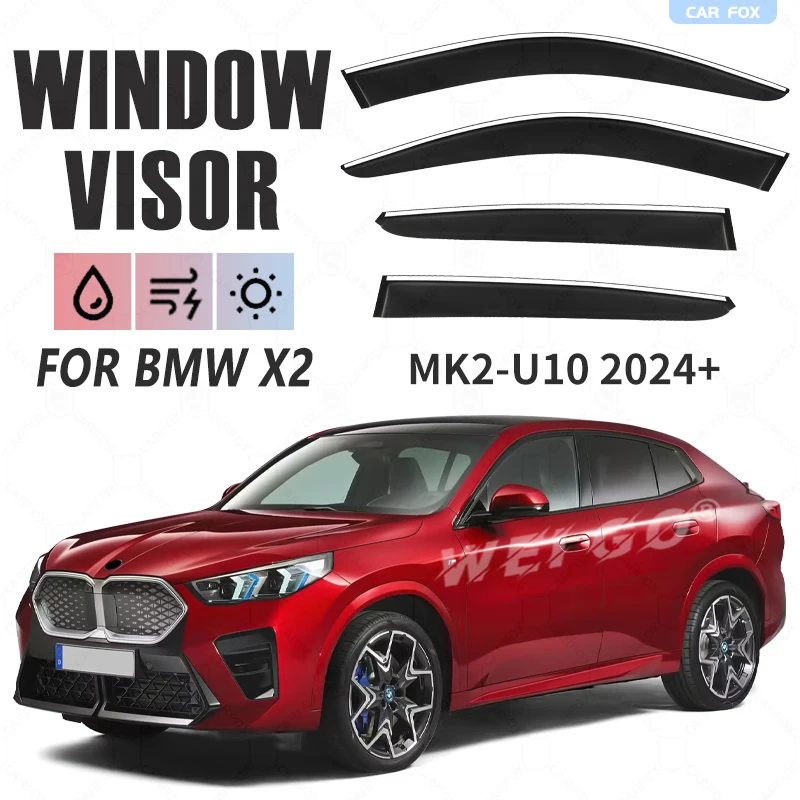 

For BMW X2 F39 U10 2018-2024 Plastic Window Visor Vent Shades Sun Rain Deflector Guard