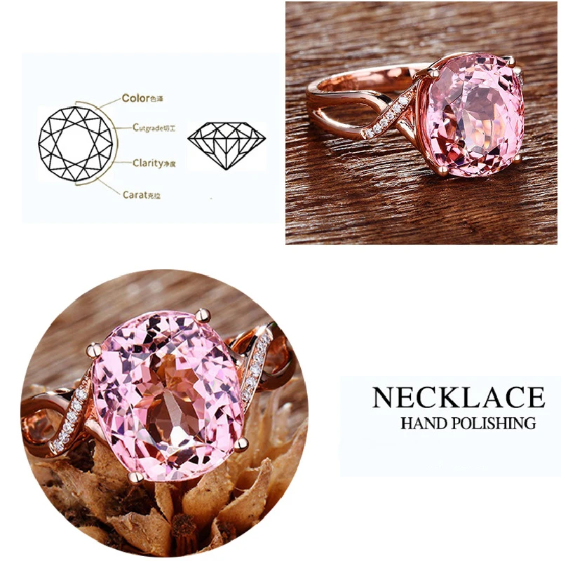 HuiSept Ring 925 Silver Jewelry Oval Pink Zircon Gemstone Finger Rings for Women Wedding Engagement Party Accessories Wholesale