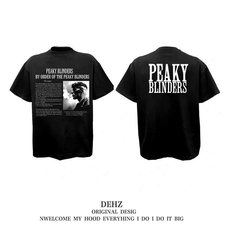 

DEHZ Extremely Hot American Trend Brand Vintage Summer Half Sleeve 300g Heavy 100% Cotton Men's T-Shirt Men'sVersion Trendy