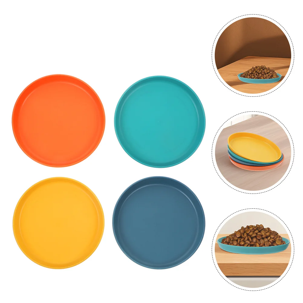 

8Pcs Shallow Cat Food Bowls Whisker Stress Relief for Kittens Short Legged Cats Wide Flat Plastic Plates Pet Feeding Dish