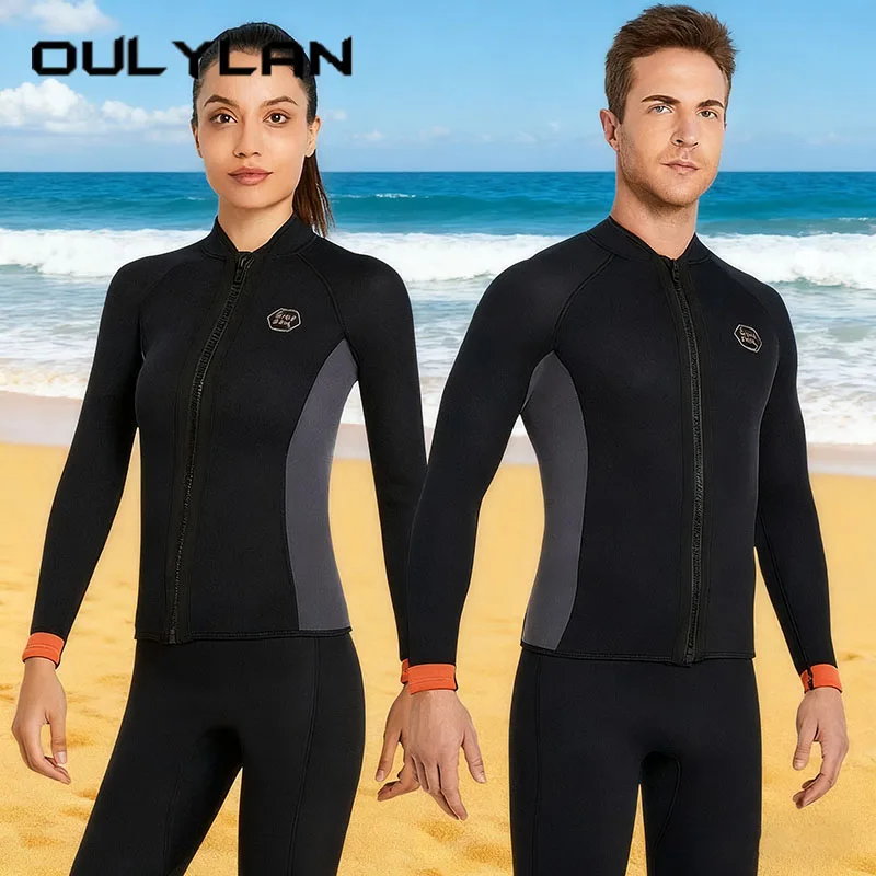 Oulylan تصفح الغوص الجبهة زيبر بذلة زوجين النيوبرين بدلة غطس الغوص السباحة بدلة غطس مرونة عالية الغوص القمم