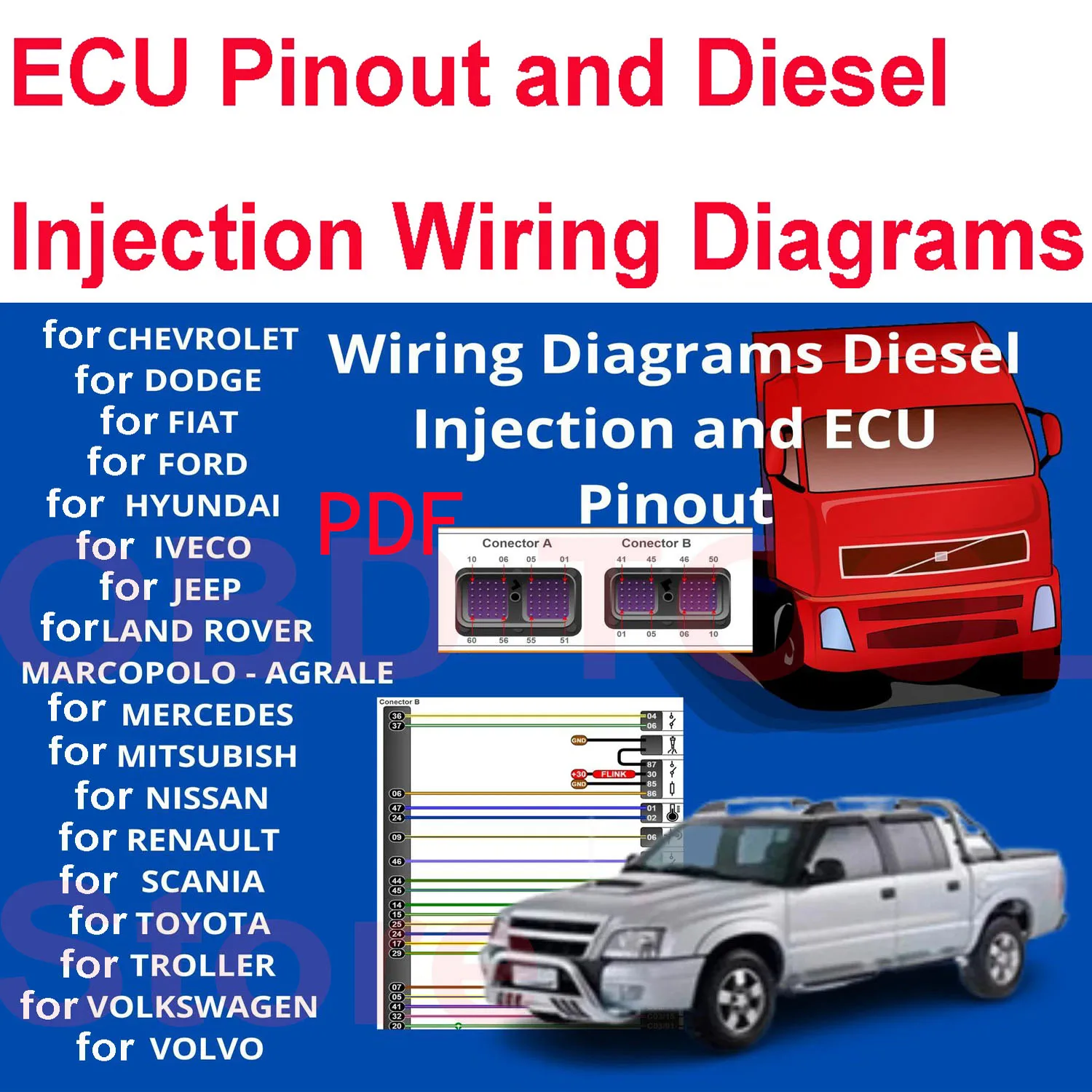 

ECU Pinout and Diesel Injection Wiring Diagrams for FORD for TOYOTA for NISSAN for HYUNDAI for IVECO for LAND ROVER for MERCEDE