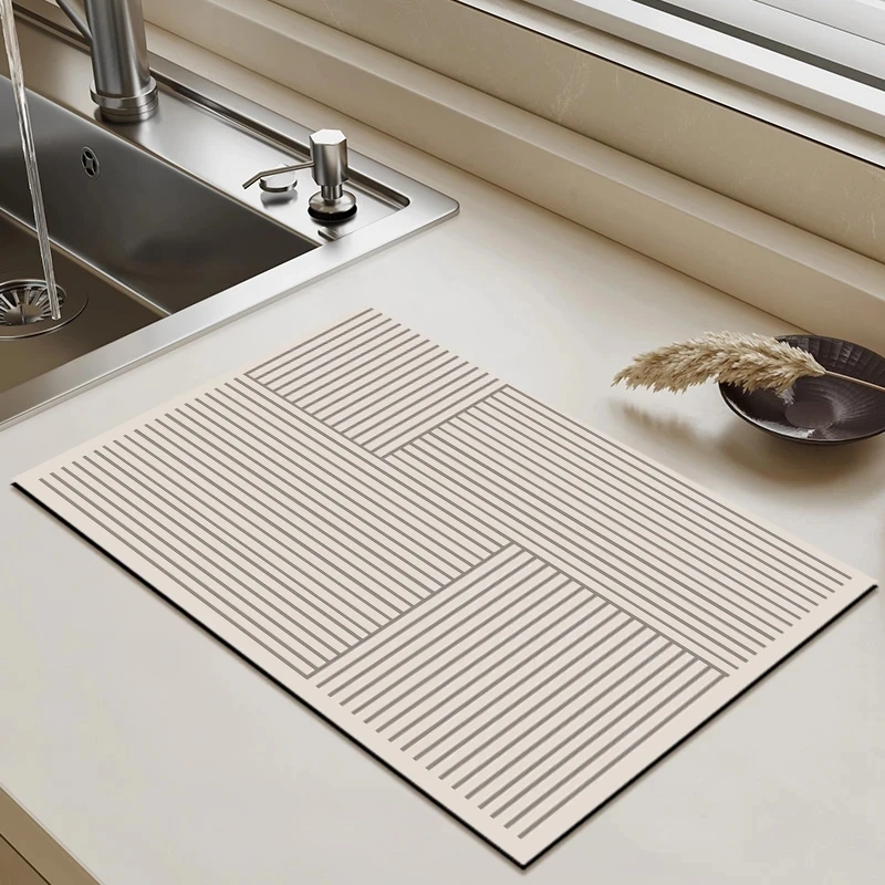 Kitchen Drainage Pad Diatomaceous Earth Mat Dishwashing Drain Mats Absorbent Coffee Pads Anti Slip Quick Drying Bathroom Carpet