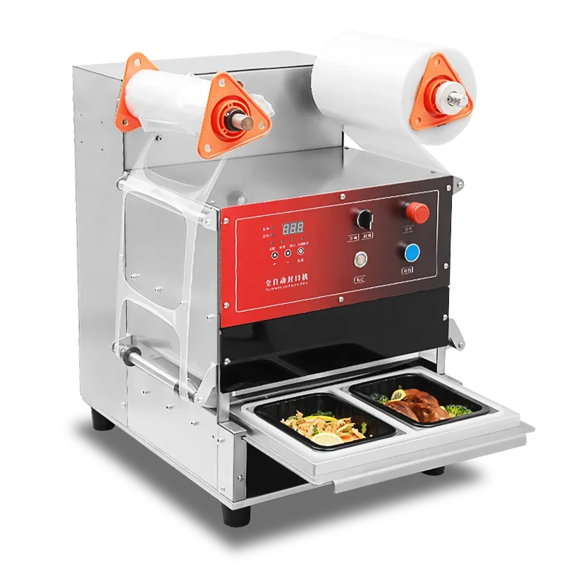 Durable Stainless Steel Fast Food Noodles Tray Sealing Machine Plastic PP Tray Packaging Sealer for Commercial Use