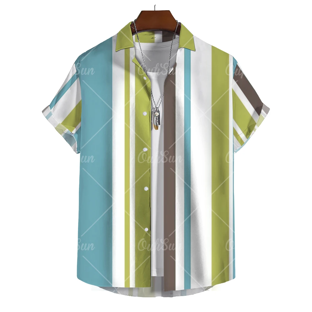 Hawaii Herren gestreifte Hemden für Bluse Männer Camisa Social Kurzarm lässig Top übergroße Sport kleidung Mode männlich Vintage