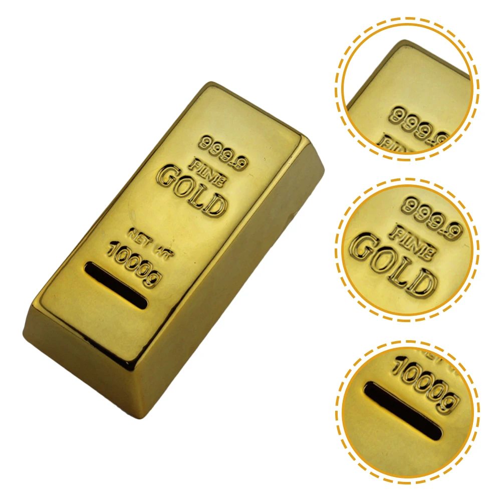 

Creative Gold Bar Ceramic Coin Bank Gold Brick Saving Pot Decorative Piggy Bank for Home Room Decor Saving Pot