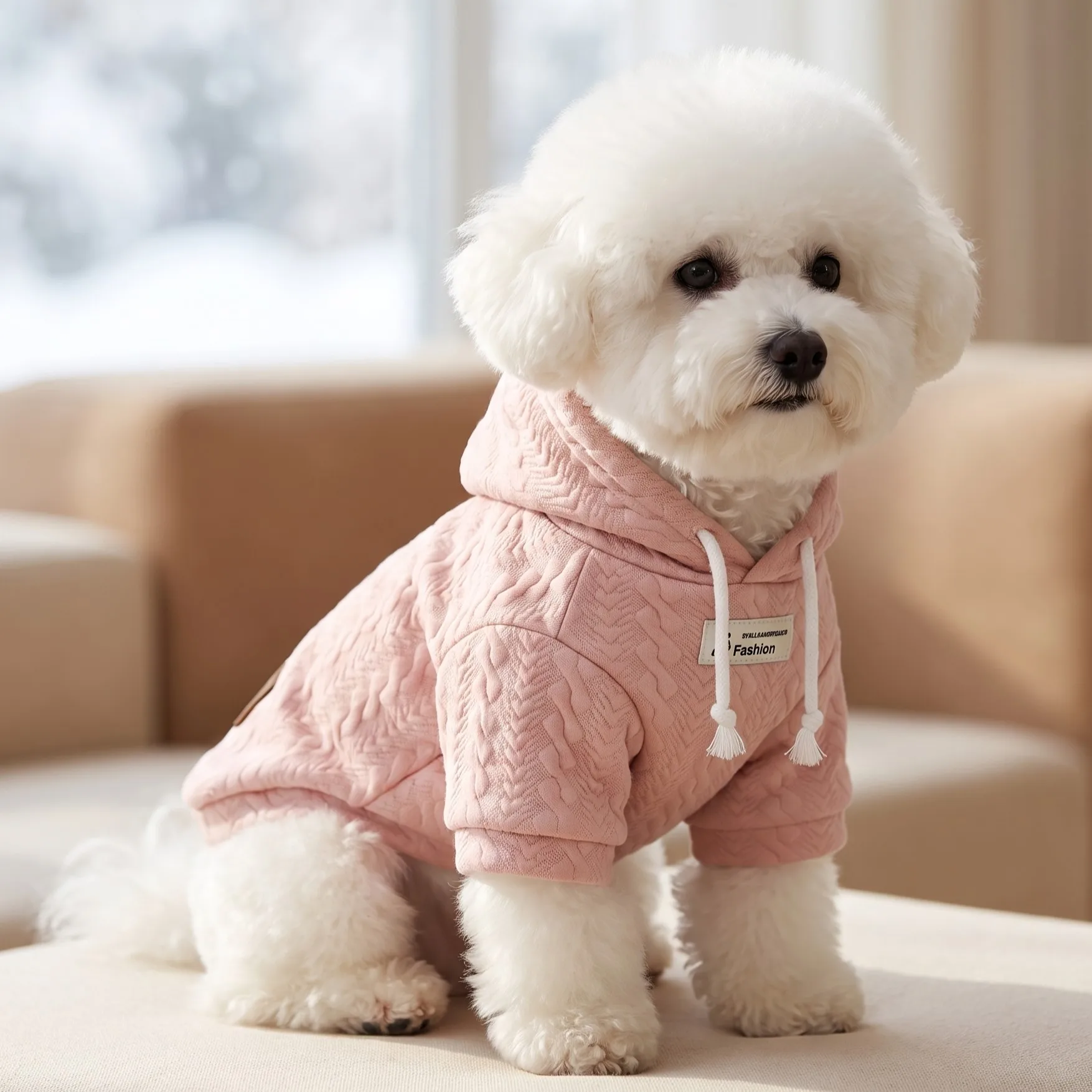 Hundeweste für Herbst und Winter, Plüschweste für Haustiere, Hundekleidung mit Liebesmotiv, Weste für Haustiere mit Zugriemen, dicke und warme Hundeweste. – Detail 16