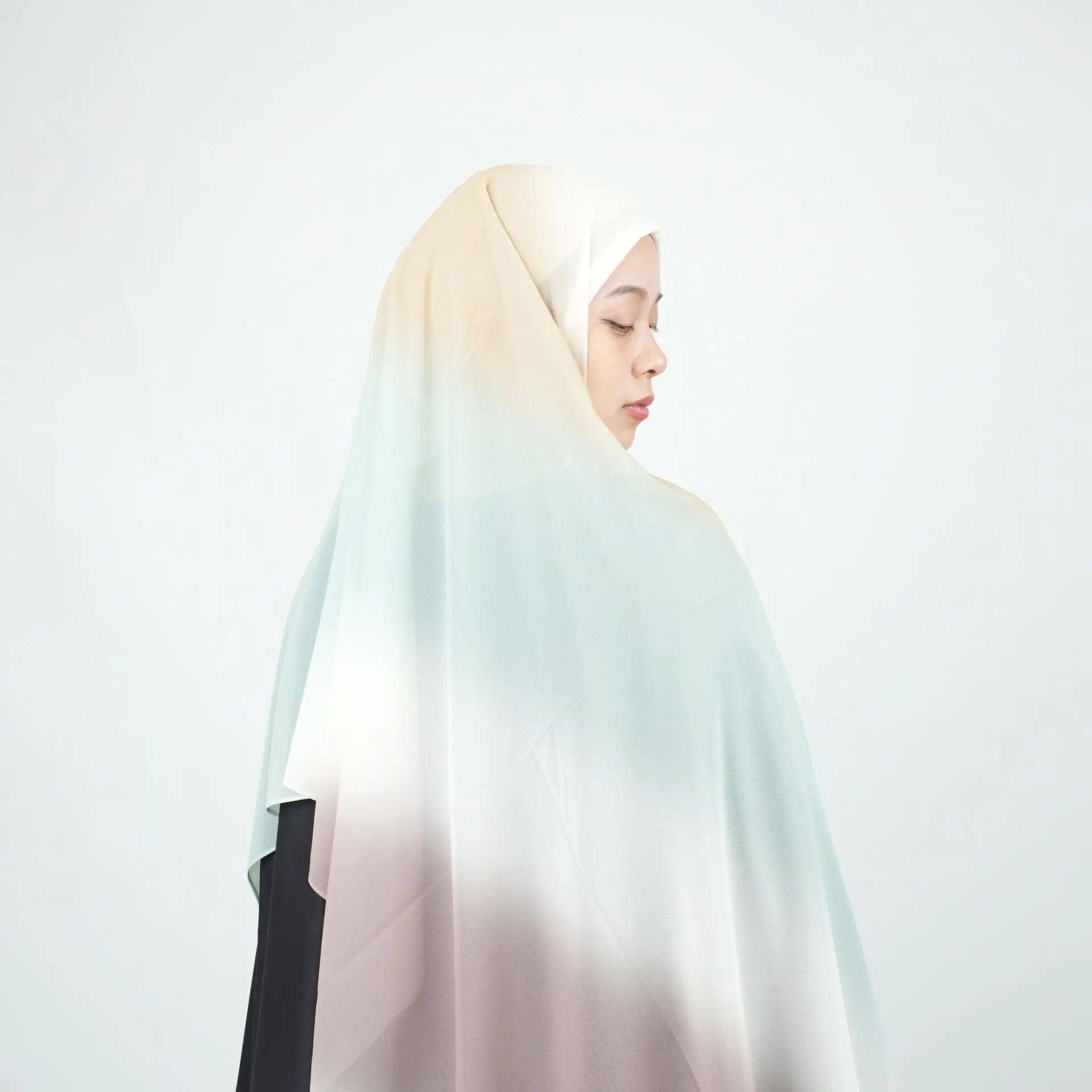 New Tie-dyed Chiffon Hijabs For Women Scarf Plain Shawls Wrap Musulman Ombre Sunscreen Headscarf Islam Turban Headband Scarf
