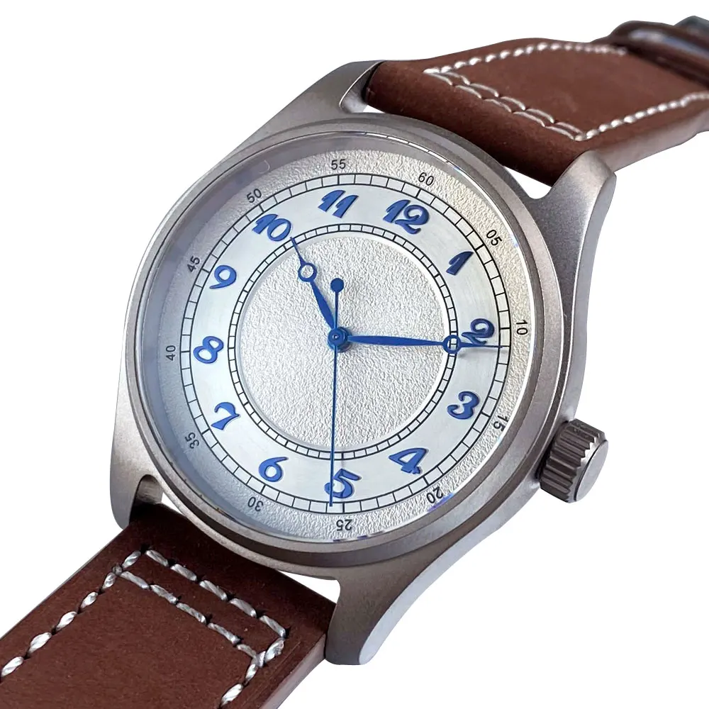 عالية الجودة التيتانيوم حالة الطيار ساعة ميكانيكية الرجال 200 متر مقاوم للماء الغوص Miyota8215/PT5000 حركة ساعة اليد حلقة من جلد