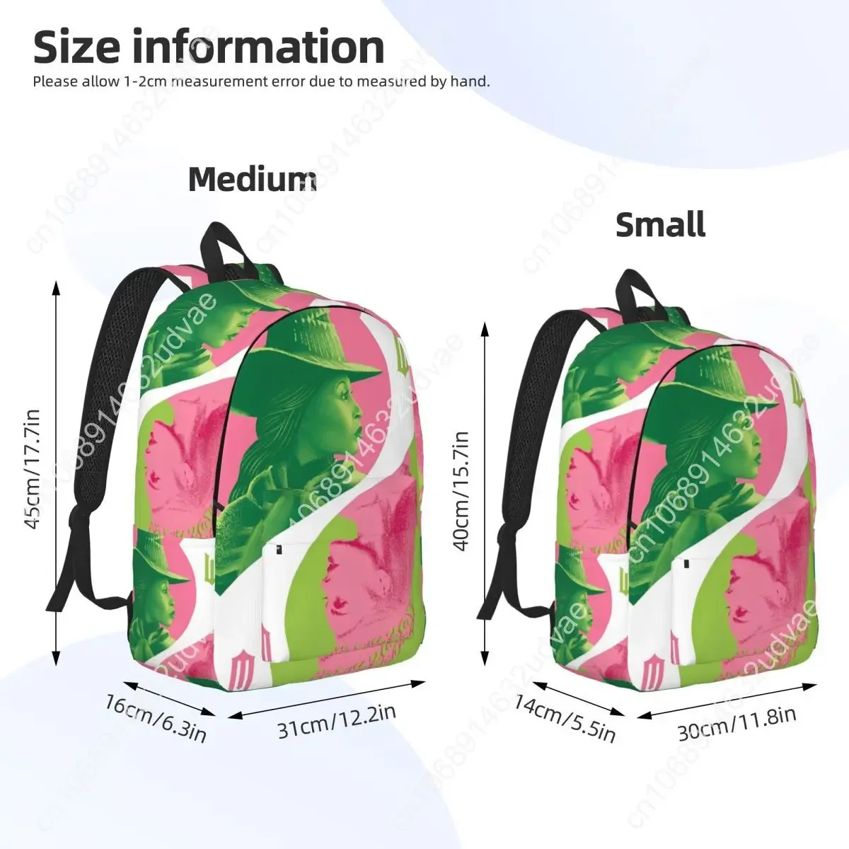 Wicked Elphaba & Glinda Tonal Backpack Men Women School Hiking Travel Daypack Magic Movie Laptop Computer Canvas Bags Durable