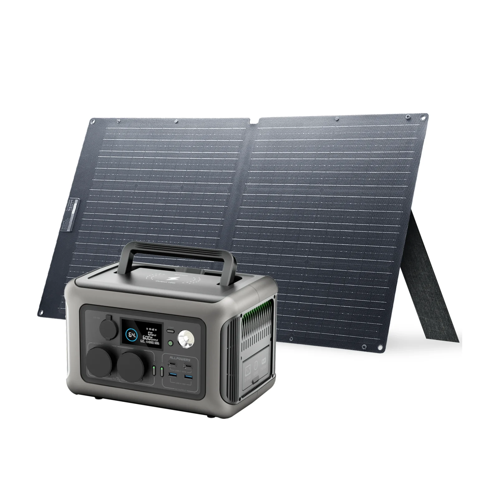 ALLPOWERS R600 centrale électrique portable avec panneau solaire (en option), batterie LiFePO4 290Wh 600W pour sauvegarde à domicile en plein air Camping RV