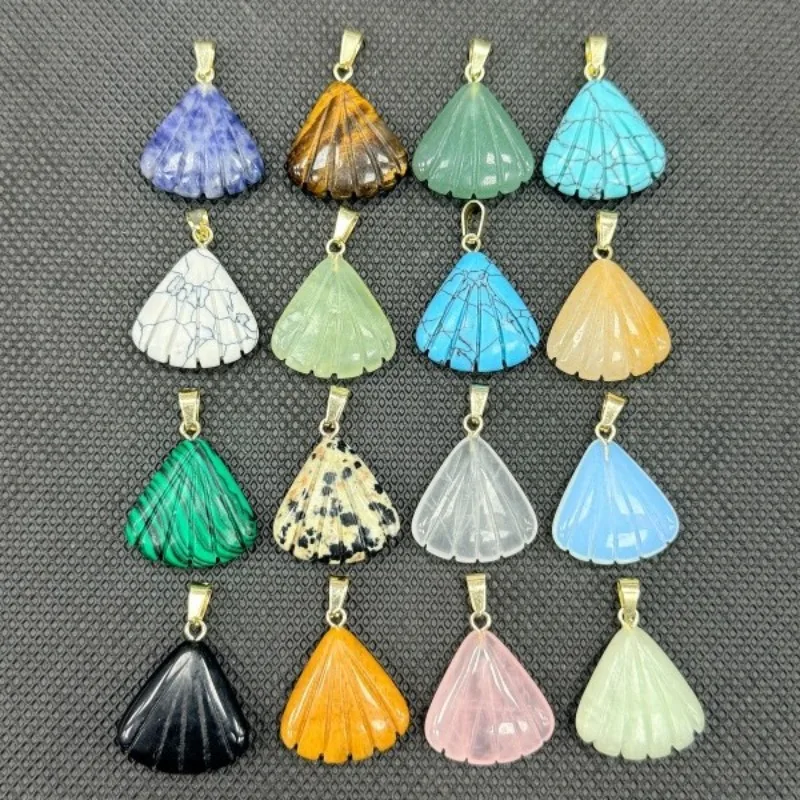 

10 шт. подвесок из натурального камня в форме ракушки, резные веерообразные подвески-ракушки, украшения для изготовления ювелирных изделий своими руками