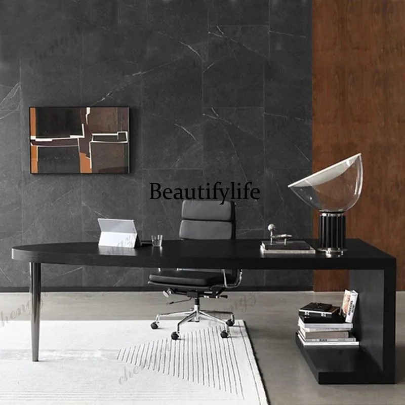 Italian desk, custom Nordic desk, black oak workbench