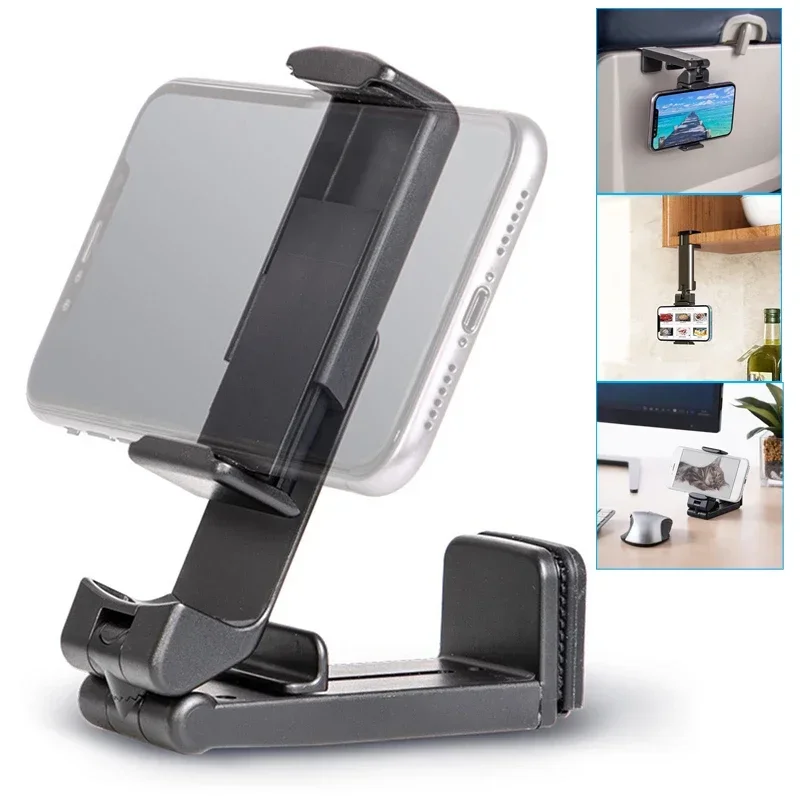 Airplane Phone Holder Clip Portable Travel Train Seat Phones Stand Desk Foldable Support For iPhone Samsung Google Mi Holders