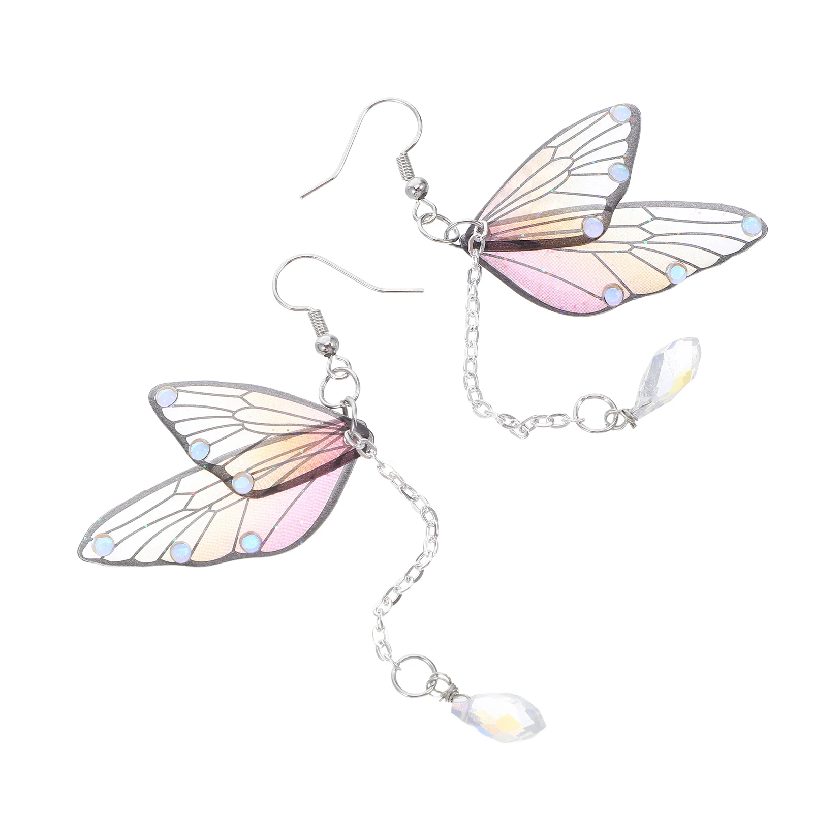

1Pair Dangle Earrings Butterfly Wing Rhinestone Women Lightweight Nature Jewelry Party Cosplay Butterfly Earrings