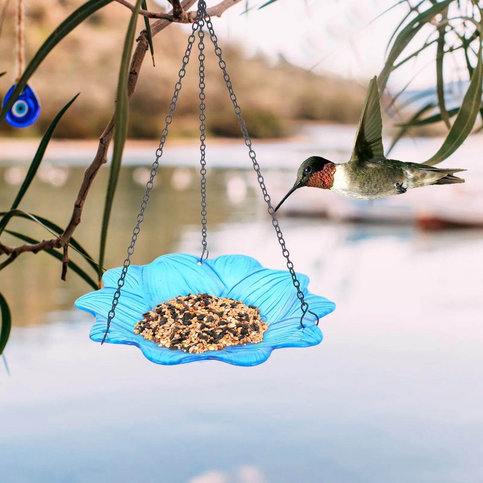 

Decorative Glass Hanging Bird Feeder Outdoor Garden Feeder Hanging Bird Bath Supply Birdbaths for The Garden Birds Feeding Trays