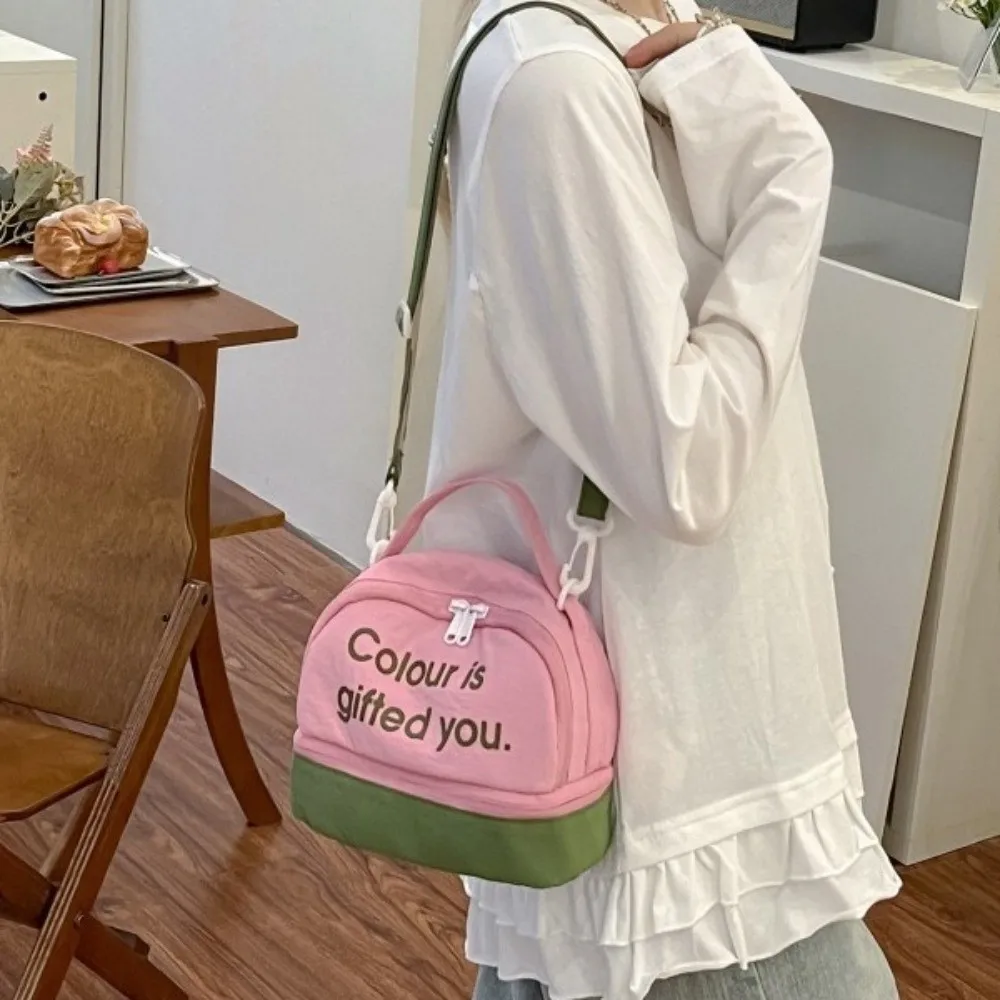 

Casual Letter Shell Shoulder Bag Square Contrast Color Nylon Crossbody Bag Handheld Minimalist Women's Handbag Outdoor